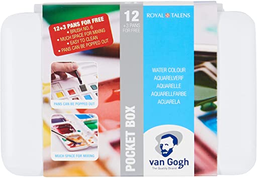 Aquarela Van Gogh Pastilha Estojo com 12+3 Cores Talens