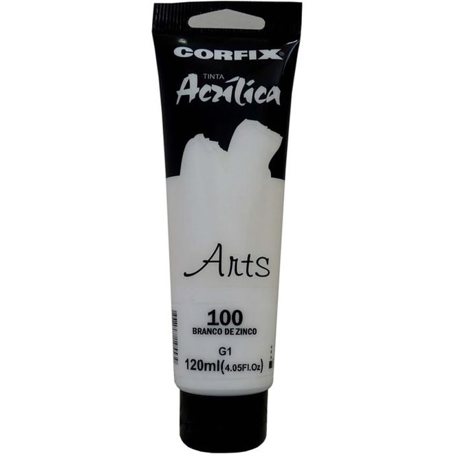 Tinta Acrílica Arts 120ml Branco Zinco 100 GI - Corfix