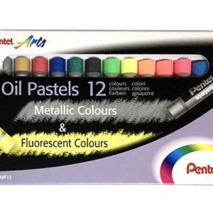 Giz Pastel Oleoso Metálico & Fluorescente 12 cores - Pentel