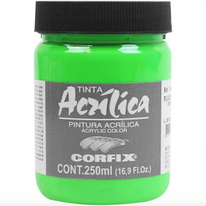 TINTA ACRÍLICA fluorescente 250ML VERDE 1025 - CORFIX